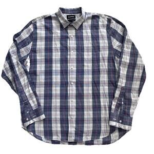 BONOBOS BLUE PLAID MENS BUTTON DOWN SHIRT SLIM FIT XXL EUC